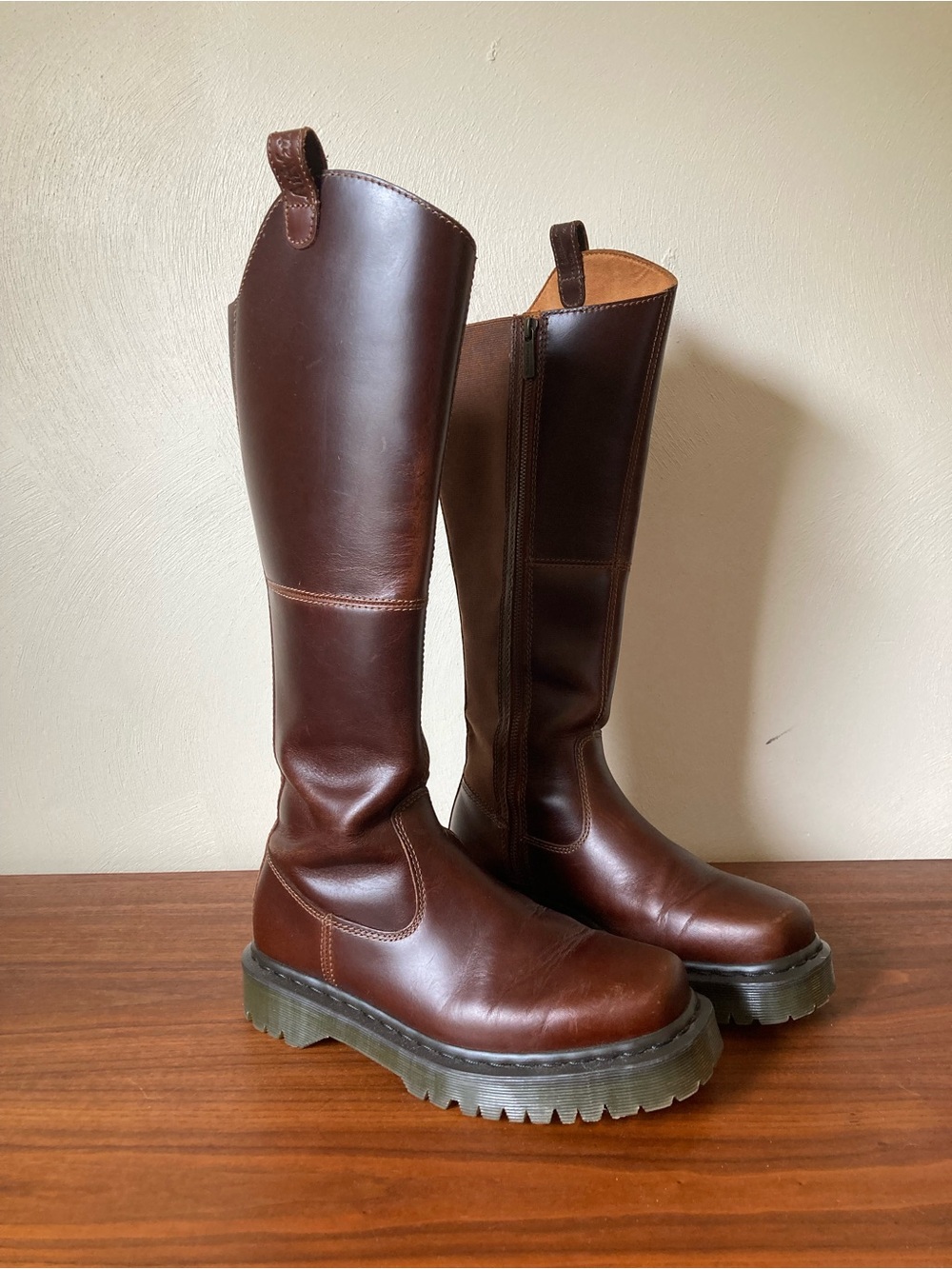 Dr Doc Marten’s knee high brown leather boots